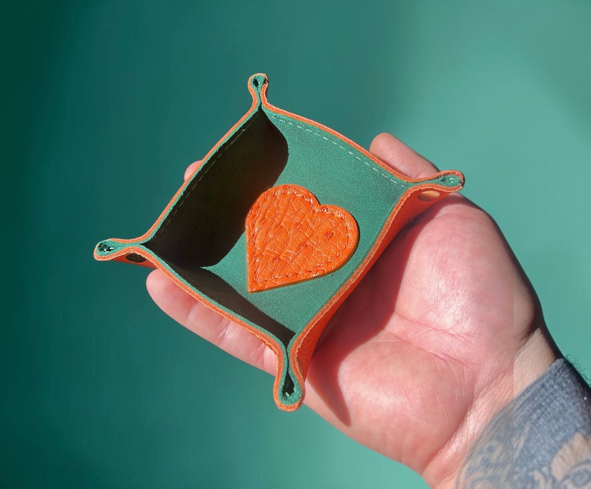 Mini Heart Valet Tray/ ostrich