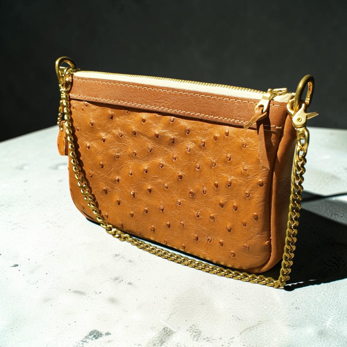 Baguette Bag/ cognac ostrich