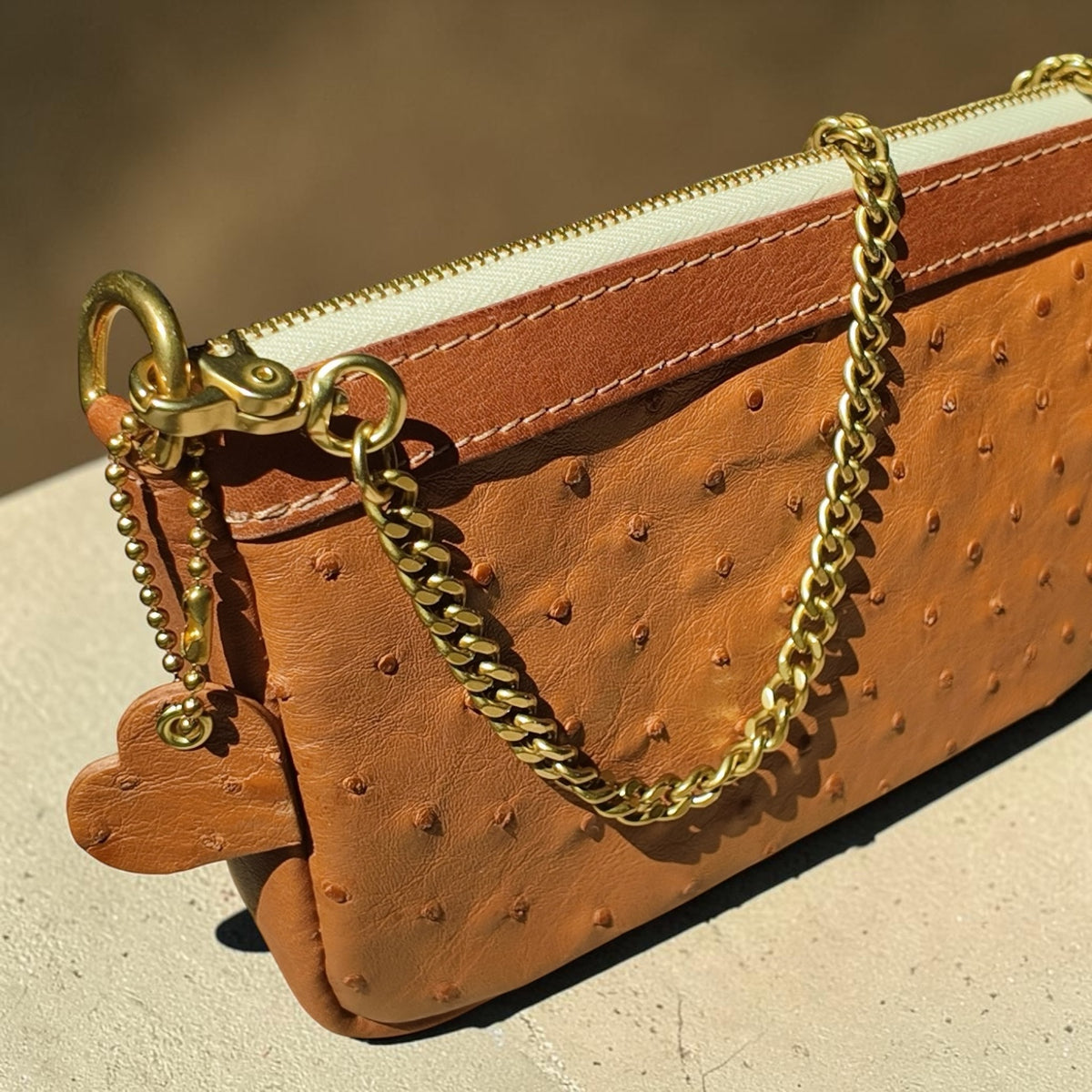 Baguette Bag/ cognac ostrich